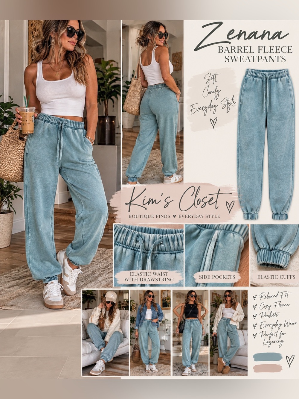Zenana Acid Wash Fleece Jogger Sweat Pants